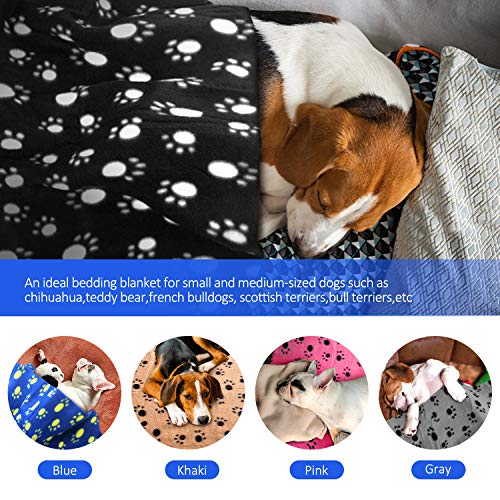 5 Pack Large Fleece Dog Cat Blanket, 38X 27 Inch Fluffy Puppy Blanket, Soft Pet Sleep Mat Bed Cover With Color Paw Printing For Home Using - Couch,Bed, Camping Mat, Car Seat #TOP4