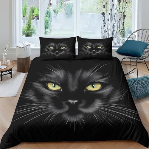 Parure de Lit Chat Noir 3D hypoallergénique et douce avec zip - 4