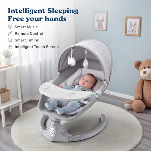 Image of SOFTIES Automatic Cradle for Baby Rocker Light Grey | 0 to 12 Months | Swing for New Born Baby | Automatic Swing Cradle for Infants (Light Grey)