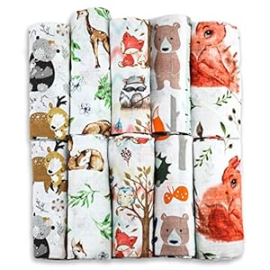 FENSILO – Mullwindeln – Mulltücher – 10er Pack 70×80 cm – Stoffwindeln, Made IN EU, schadstoffgeprüft -Spucktücher Baby für Jungen und Mädchen– Baby Mullwindeln- Tierchen