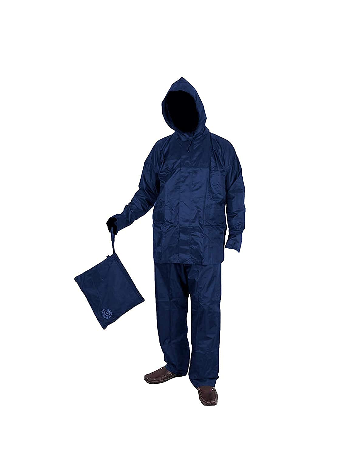 GenericReversible Waterproof Raincoat for Men & Women with Adjustable Hood and Reflector (Blue)
