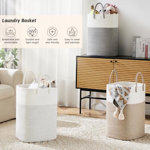 Laundry-BasketWoven-Cotton-Rope-Laundry-Hamper-Sorters100L-Versatile-Storage-for-Dirty-ClothesBaby-Toysand-Blankets-in-Bathroom-Nurseryand-Living-Room