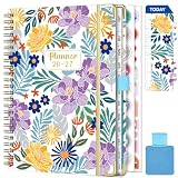 Gumiho Agenda Semainier 2026 2027 Spirale - A5 Planner (Juillet 2026 - Juin 2027)-Agenda Scolaire Avec boucle de stylo,Règle Signet & Autocollants de plan (Violet)