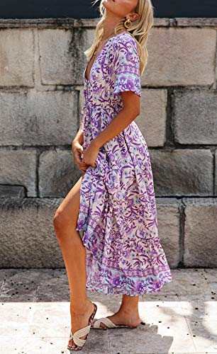 R.Vivimos Womens Summer Floral Print Cotton Short Sleeve Flowy Dress4