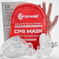 CPR Beatmungsmaske Erste Hilfe Set für Erwachsene/Kinder und Säuglinge - Pocket Maske in Soft Case (rot) mit Eigenventil und Sauerstoffeinlass