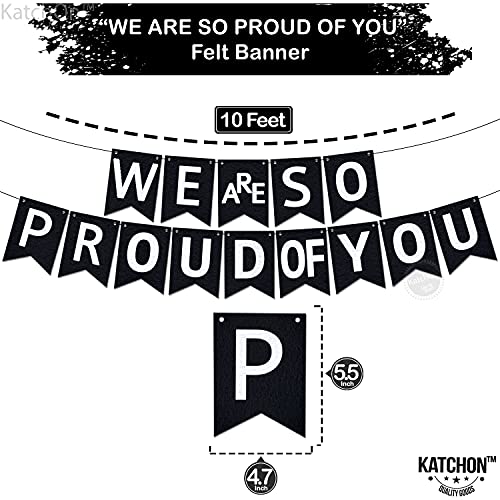 Image of KatchOn, We are So Proud of You Banner - Felt, 10 Feet Pre-Strung Congratulations Banner, Black Graduation Banner for Class of 2026 Graduation Decorations 2026 Congratulations Decorations
