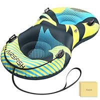 Airsfish Inflatable Snow Tube Sledge with Towable Leash, Large 2 Seats Snow Sled Heavy-Duty Cover Wear-Resistant & Anti-Freeze Material Sledding Tubes for Winter Skating Sports for Kids Adults