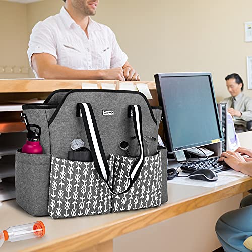 Curmio Home Health Nurse Bag, Portable Medical Supplies Bag With Shoulder Strap For Home Visits, Clinical Study, Health Care, Gray With Arrow(Bag Only, Patented Design) #TOP6