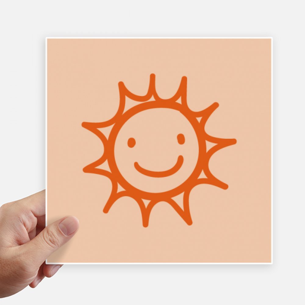Autocollant carré 20 cm orange sun smile DIYthinker pour mur et valise 4pcs