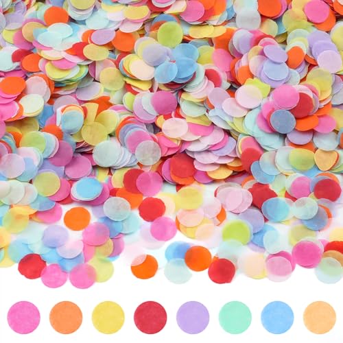 Hopton Konfetti 6000 Stück, Geburtstag Konfetti Bunt 50g, Mehrfarbig Runde Streudeko, Papier Pastell, Bunte Papier Confetti Tischdeko für Geburtstag Hochzeit Party Dekoration