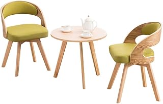 YANQING Silla de Comedor giratoria de Madera Maciza/Silla de sofá tapizada de Lino y algodón/Silla de Ocio de diseño ergonómico/Silla giratoria de Ocio/Silla de Ocio de balcón