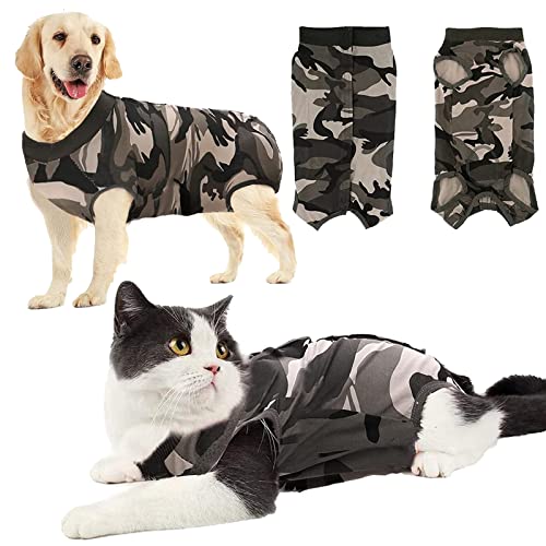 Traje de Recuperación para Perros Gato - Algodón, Post Operatorio Protector de Heridas Abdominales, Enfermedad de la Piel, Para Evitar Lamer Morder Rascarse, Alternativa Collar Electrónico de Cono (M) Cover