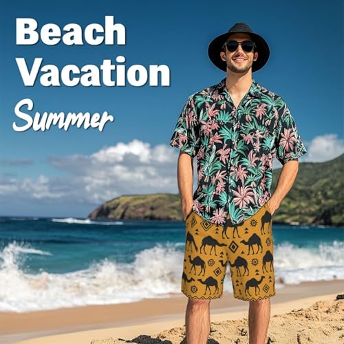 Mens Camel Desert Totem Swim Trunks Quick Dry Swim Beach Shorts with Mesh Lining Pockets Small3