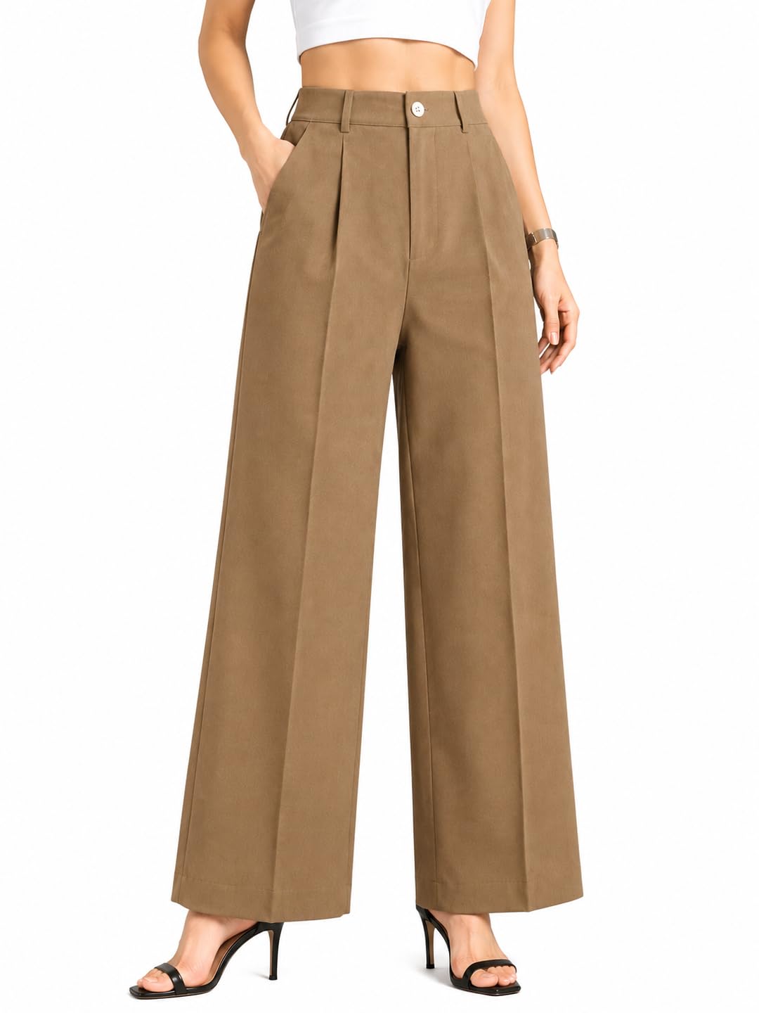 Women's High Rise Baggy Fit Trouser | Solid Full Length Casual & Formal Office Wear Pant |-picture-29