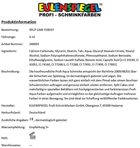 Eulenspiegel 340059 - Split Cake Forest, Inhalt 6 ml, Schminke auf Wasserbasis, Kinderschminke, Theaterschminke
