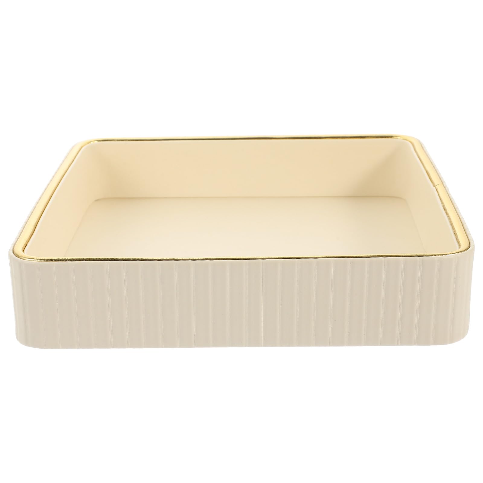 Bandeja Organizadora Cuadrada en Cuero Blanco para Llaves y Anillos Fácil de Limpiar Adecuado para Dormitorio U Oficina Moderna