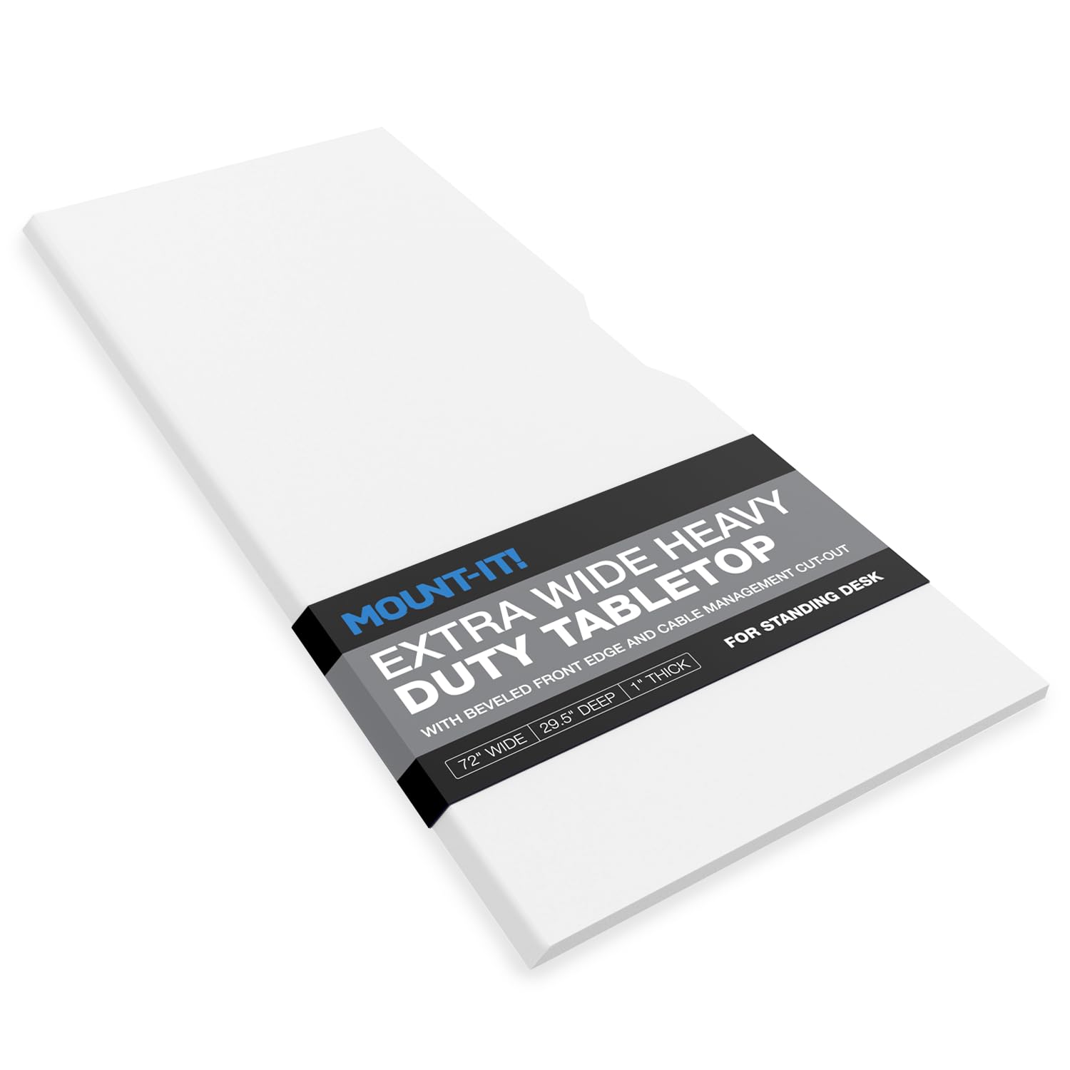 Mount-It! Premium Tabletop for Sit Stand Desktops (72" Wide, 29.5" Deep, 1" Thick), Extra Wide Standing Desk Top with Beveled Front Edge and Cable