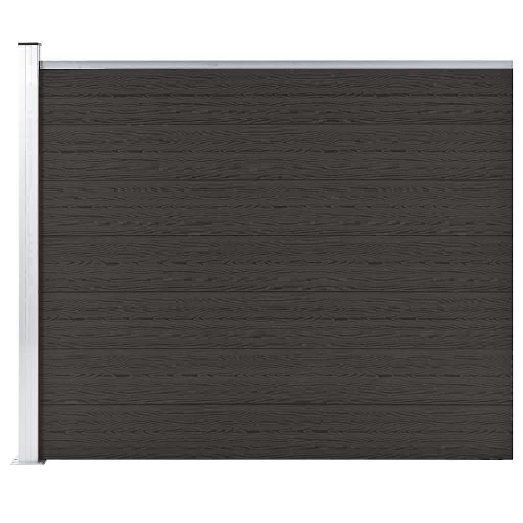 Panneau de clôture WPC composite noir 175x146 cm, barrière jardin rigide avec poteau aluminium, lame occultant pour terrasse balcon extérieur, palissade brise vue séparation intimité