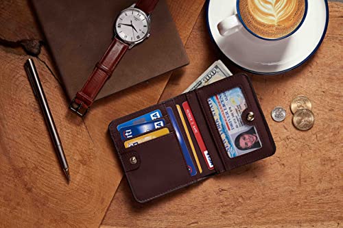 Image of Gostwo Small Wallet for Women, Slim Bifold Credit Card Holder, Compact RFID Blocking Cash Wallet, Billfolds Thin Leather Zipper Pocket, Mini Wallet Gift for Ladies Teen Girls Travel with ID Window
