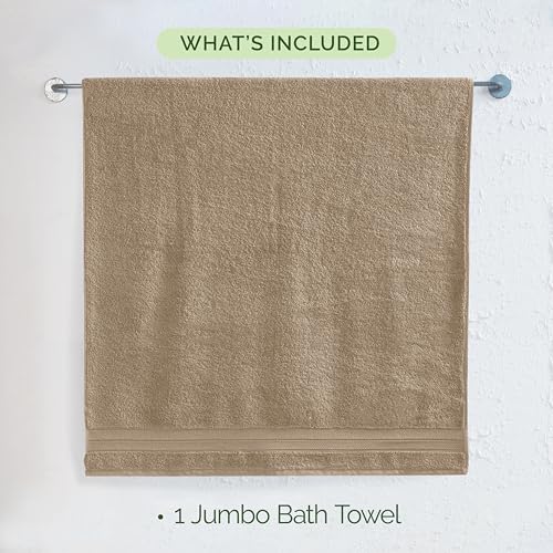 Image of Elegant Comfort Three Line Popcorn Towel Set for Bathroom 35 x 70 inches, Premium Hotel Quality 1-Pack Jumbo Towels, 100% Turkish Cotton, Soft and Durable, Quick Dry and Highly Absorbent, Tan