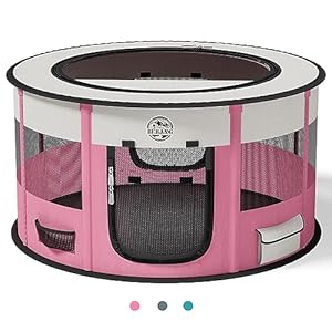 Dog Playpen Puppy Play Pen Indoors Pet Crate Small Dog Cage Portable Foldable Cat Kennel for Kitten Hamster Rabbit Bunny Guinea Pig with Collapsible Food Bowl Carrying Case