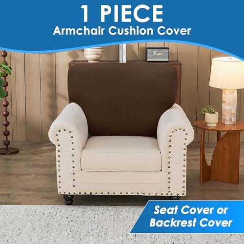 XINEAGE Couch Cushion Covers Seat Cushion Cover Thick Stretch Sofa Slipcovers 1 Piece Individual Couch Covers with Elastic Bottom(Single Seat Cushion/Backrest,Coffee)