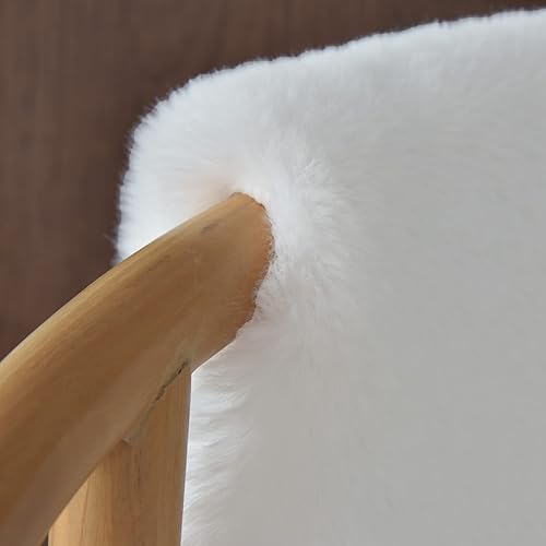 Miniatura 3 de Alfombra blanca de piel sintética de 5 x 7 pies para sala de estar, alfombra lavable para dormitorio, decoración de habitación de niña, alfombra