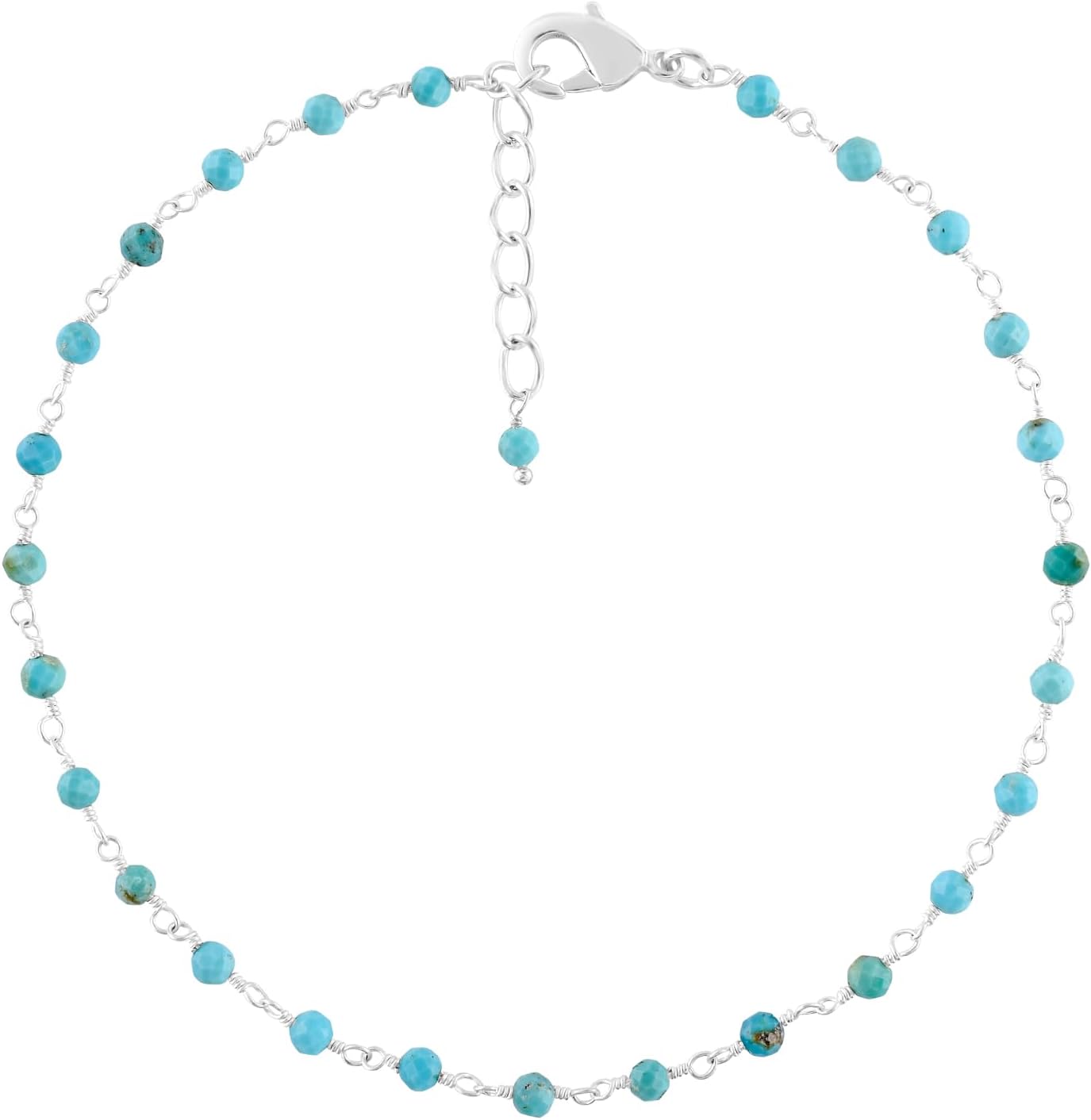 YANARA Gemstone Anklet for Women Dainty Boho Summer Beach Jewelry for Girls Handmade Rosary Charm Ankle Bracelets for her 9+1.5 inch Gifts For Her