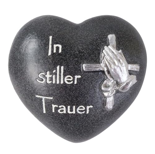 BURI Spruchstein Cuore 7,5x8cm Similpietra Decorazioni di Tomba Grabdeko Lapide Commemorativa Decorazione a Cuore, Variante: in Stiller Lutto