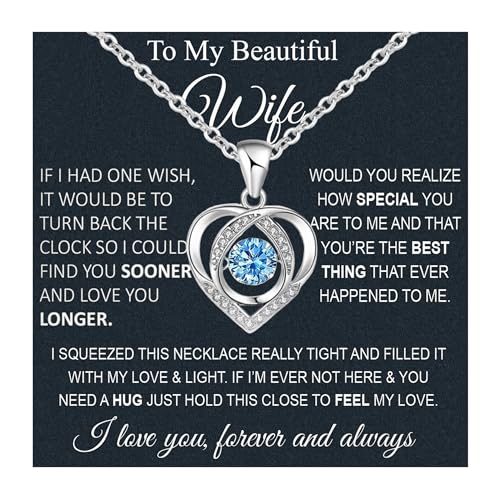 Wife Necklace From Husband To My Wife Necklace Soulmate Necklace For Women Future Wife Jewelry Birthday Christmas Valentine's gifts For Girlfriend Message Card & LED Box