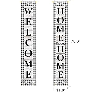 Welcomehomesweethomeporchsignblackwhitebuffaloplaidcheckhangingdoorbannerfarmhouseoutdoorholidaydecoration Urban Country Home Decor Welcome home sweet home porch sign black white buffalo plaid check hanging door banner farmhouse outdoor holiday decoration urban country home decor