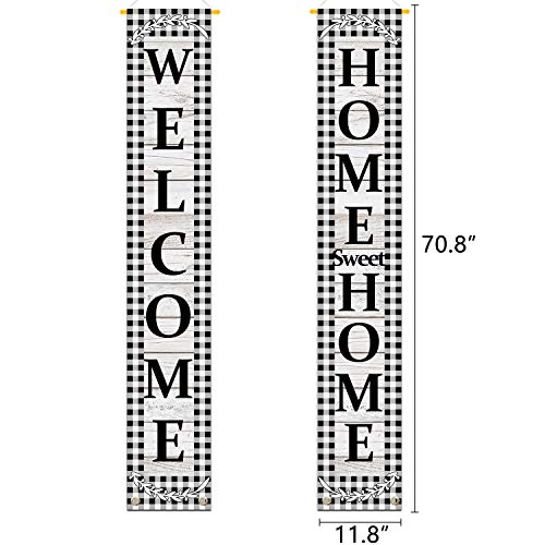 Welcomehomesweethomeporchsignblackwhitebuffaloplaidcheckhangingdoorbannerfarmhouseoutdoorholidaydecoration Urban Country Home Decor Welcome home sweet home porch sign black white buffalo plaid check hanging door banner farmhouse outdoor holiday decoration urban country home decor
