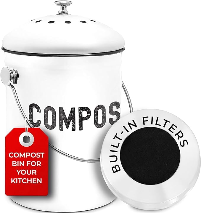 Compost container charcoal filter placement