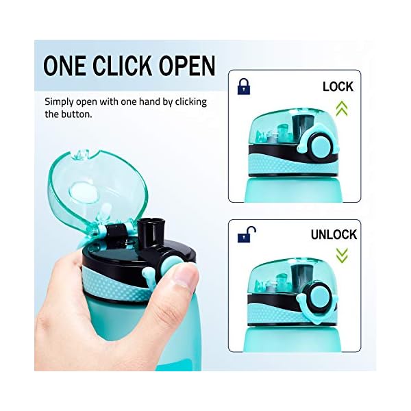 Elvira 32oz Motivational Water Bottle with Time Marker & Removable Fruit Infuser, Leakproof BPA Free Wide Mouth, Ensure You Drink Enough Water Daily for Fitness and Outdoor Activity-Mint Green