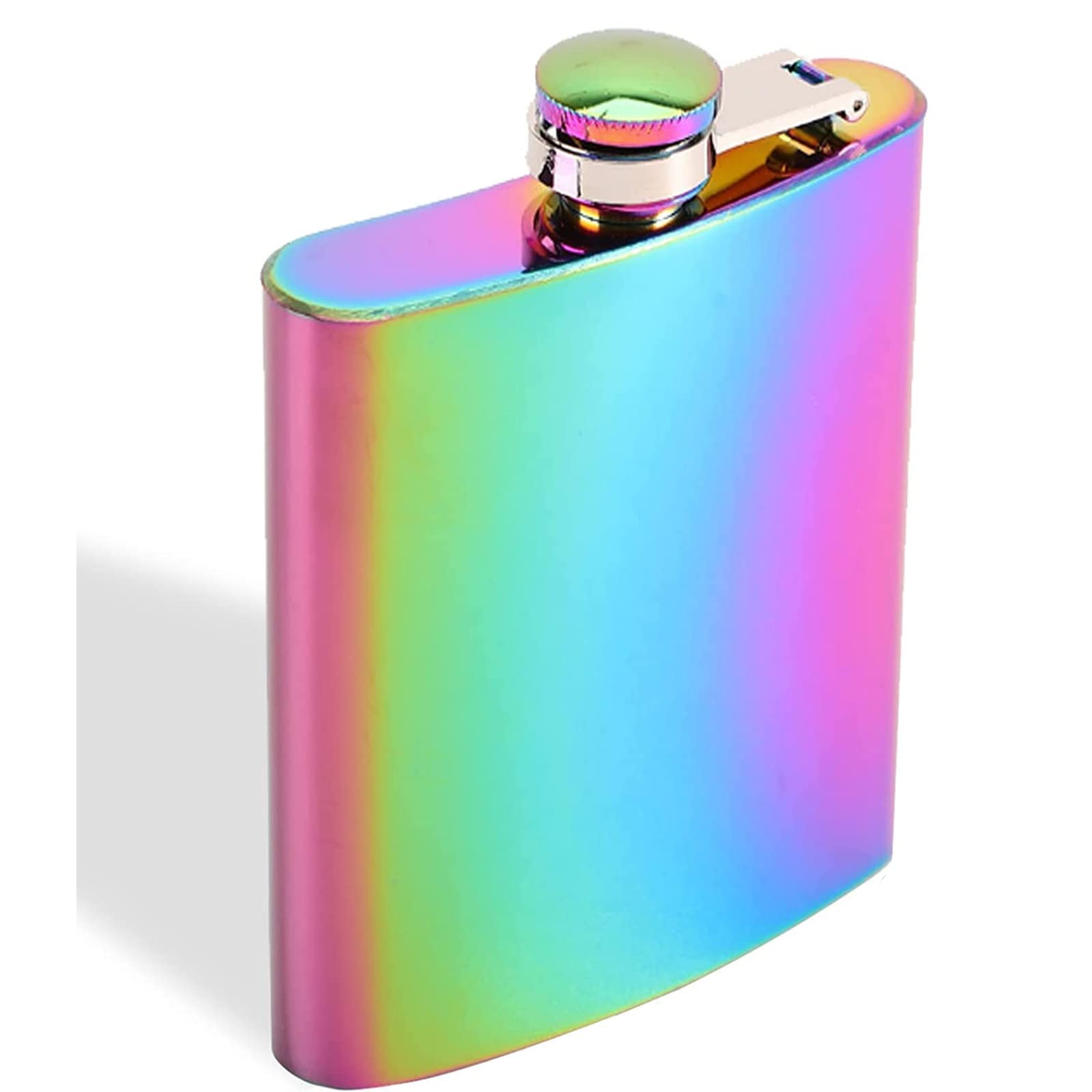 JEOPKO Stainless Steel Hip Flask, 6oz Portable Flask Rainbow Colored Pocket and Leak Proof,Stainless Small for Hiking Hunting, Camping