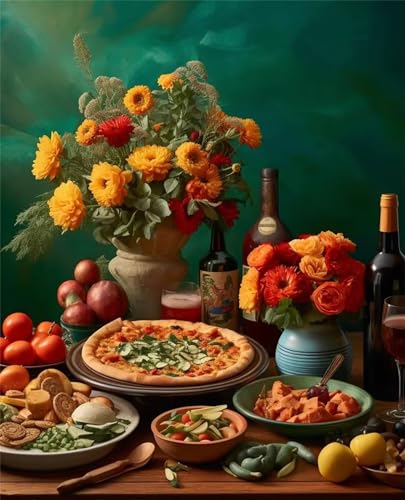 Puzzle 120 Piezas Adultos Juguete Desafío y Juego Educativo Puzzle para Adultos 120 Piezas, Rompecabezas Imposible Colorido, Comida Pizza Flor 25x20cm