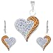 Produktbild ORDO Diamonds® Silber Set 925, Ohrringen und Anhänger, Zirkone, Herz mit goldenem Band, goldfarbene Spirallinie, gelocht, 3.9 g