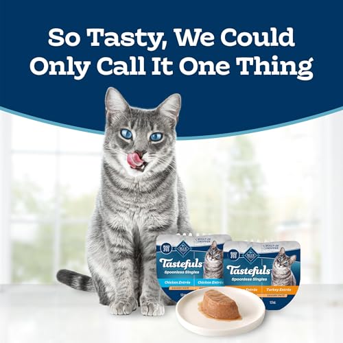 Image of Blue Buffalo Tastefuls Pate Spoonless Single Wet Cat Food Variety Pack (Chicken & Turkey), Made with Natural Ingredients Enhanced with Minerals & Other Nutrients, 2.6-oz. Twin-Pack Trays (12 Count)