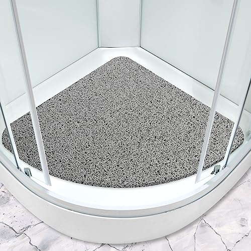 Eck-Duschmatte, 80 x 80 cm, rutschfest, Anti-Schimmel, Luffa-Badematte für Innendusche, gebogen, Quadrant-Badematte für Badezimmer, Nassbereich mit Abfluss, weiche Textur, Massage-Bodenmatte,