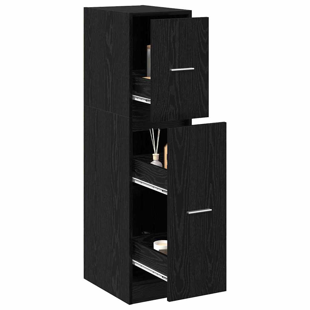 Armoire à pharmacie en chêne noir, 30 x 41 x 118 cm, avec 2 tiroirs, espace de rangement et compartiments pour bureau, salon, cuisine, salle de bain, pour ranger et ranger