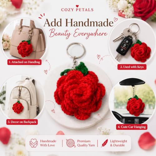 Image of Handmade Crochet Keychain Flower Design