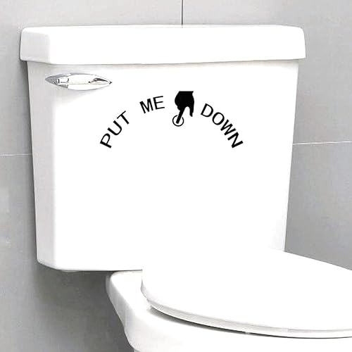 BIBITIME Pegatinas de vinilo "Put ME Down" para inodoro, divertidas calcomanías de pared para baño, calcomanía decorativa extraíble con frase para