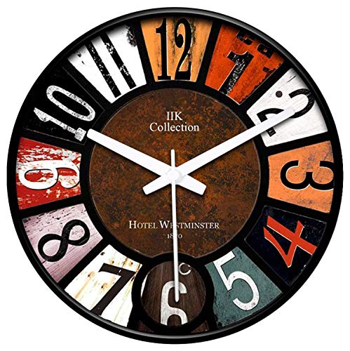 Image of IIK COLLECTION Plastic Designer Analogue Sweep Silent (No Tic-Tic Sound) Quartz Movement Round Wall Clock for Home, Wall Clock for Living Room, Bedroom, (12 X 12-inch, 30 cm x 30 cm x 6 cm)