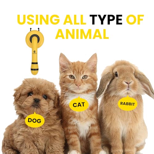 Image of Honeybee Dog & Cat Comb - Pain-Free Grooming Brush - Quick-Clean Switch - All Fur Types - Cute Honeybee Design - Effective Pet Hair Removal - Spa-Like Massage Grooming