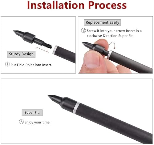 Jiakai 12 Piece Black Screw-In Archery Bullet Points Arrow For Field Target Practice Shooting,100 Grain Each #TOP2