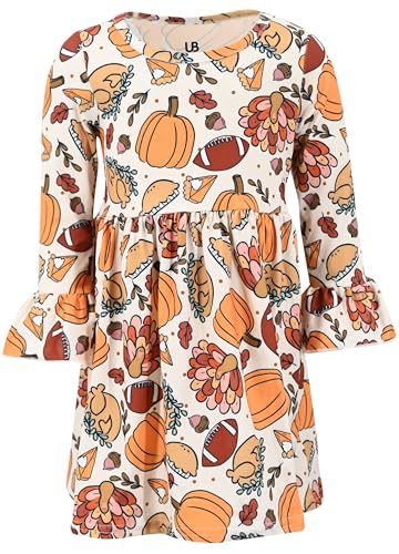 Image of Girls Long Sleeve Ruffled Dresses for Toddlers and Kids