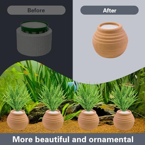 Image of 4 PCS Aquatic Plants Fixed Ring Set, Anti-Floating Ceramic for Fixing Water Plants Fish Tank Landscaping Ornaments Aquarium Decoration (Red)
