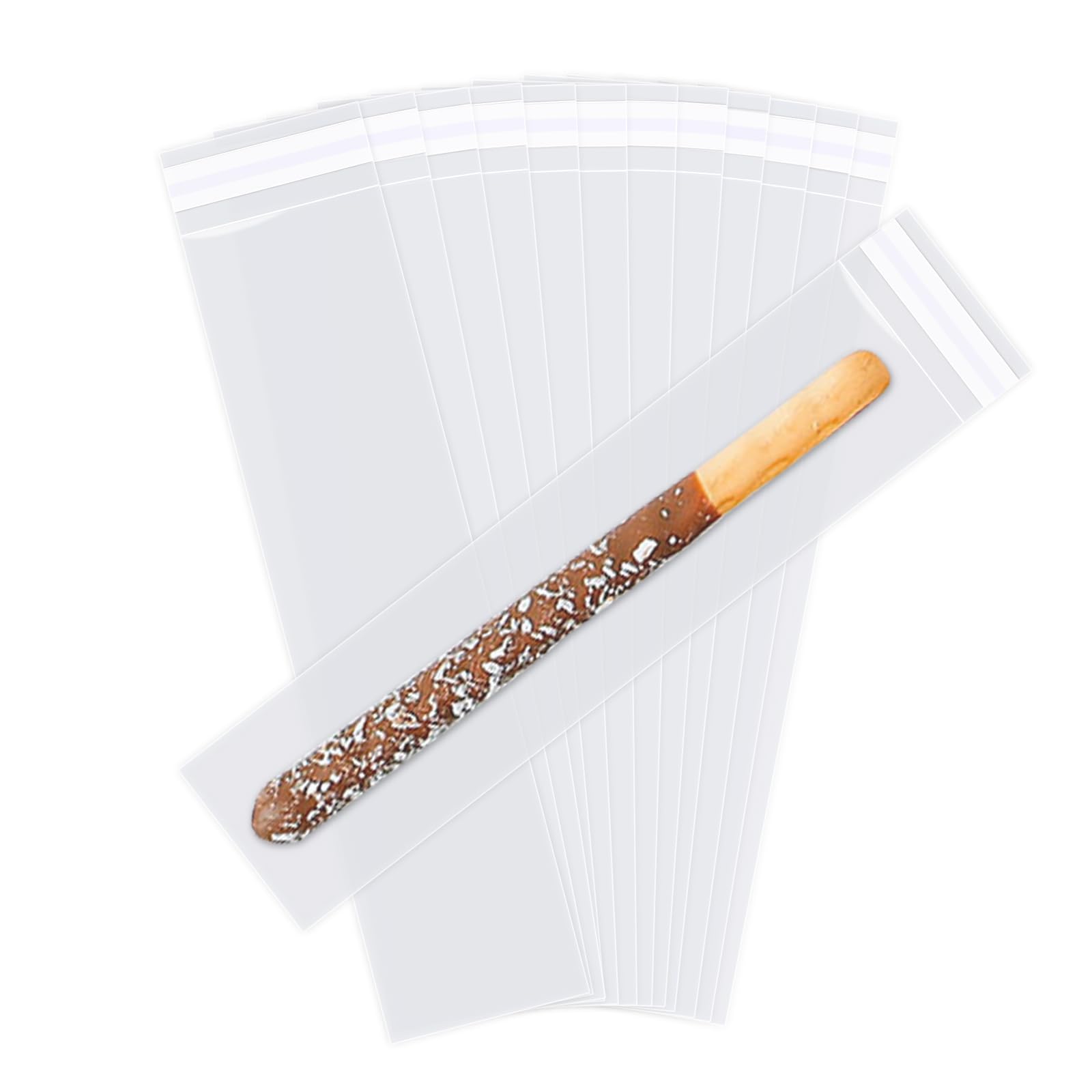 iMailer - 1000 Pcs - 2" x 10" Pretzel Rod Bags - Self Adhesive Small Cellophane Treats Bags - Pretzels Individual Bags for Bakery, Candies, Cookies,