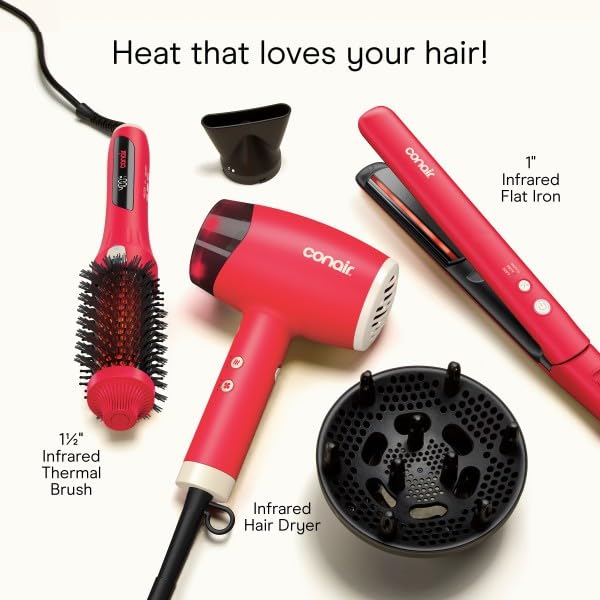 Conair InfinitiPRO Infrared Thermal Brush, Dry-Hair Styling, 1.5”, Berry - image 9