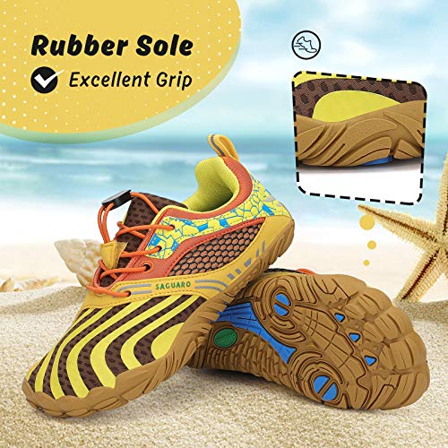 SAGUARO Kids' Barefoot Shoes Boys Girls Quick Dry Aqua Athletic Sneakers Lightweight Sport Footwear Toddler Water Shoes Yellow/Stripe 12.5 Little Kid by SAGUARO - Image 6